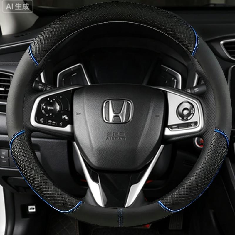 ZLQ4 Hand-Stitched Black Microfiber Leather Steering Wheel Cover For Honda Civic 10 2016-2019 CRV CR-V 2017-2019 Clarity 2016-2018