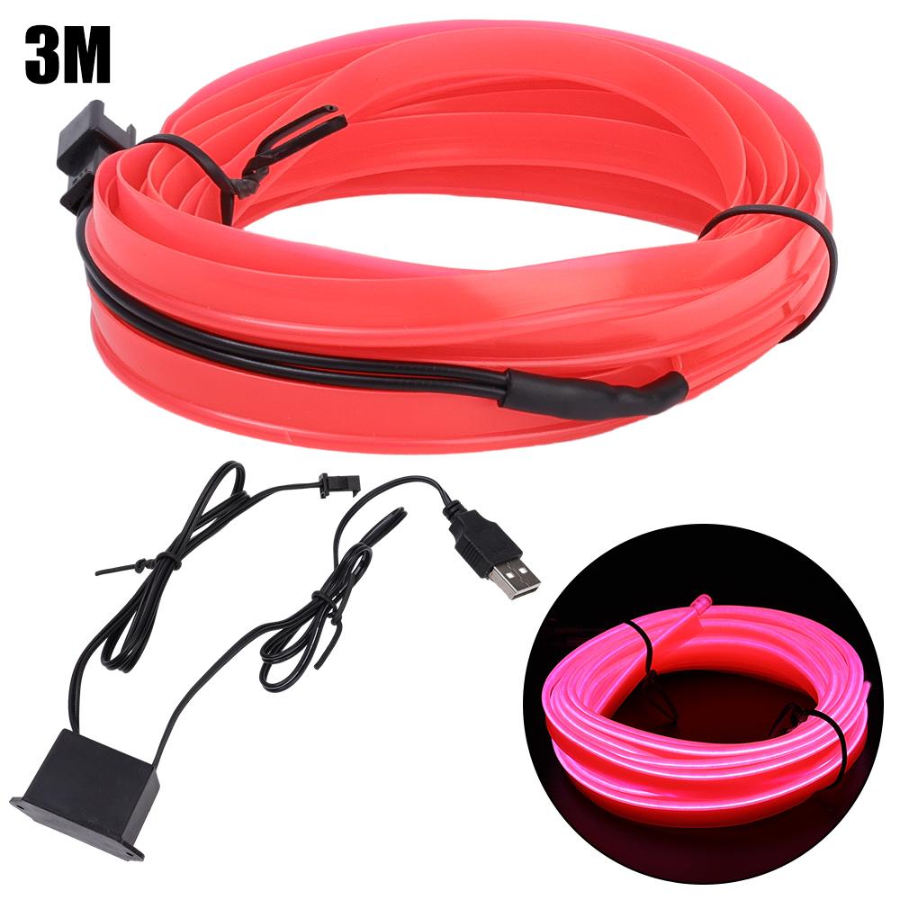 Полоска окружающего света для салона автомобиля, оптоволоконная атмосфера, неоновые светодиодные фонари, USB-вечеринка, декоративные лампы, полоска, авто, DIY, окружающий свет