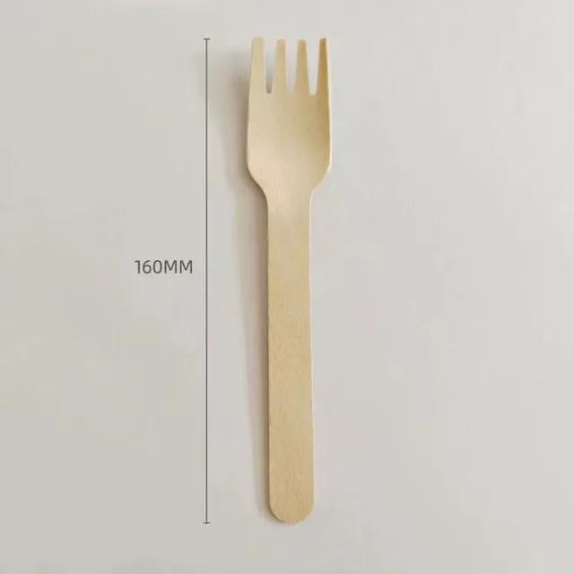 100pcs Disposable Wooden Spoon Knife Forks Biodegradable EcoFriendly Tableware Western Dessert Ice Cream Scoop for Party Picnic