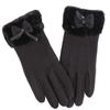 Bow Thickened Suede Gloves Soft Windproof Finger Mittens All-Match Women Anti-cold Gloves  Outdoor
