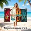 Music Guitar Theme Beach Towel Personalized Custom Name & Text Soft Quick Dry Beach Towel for Swimming Travel