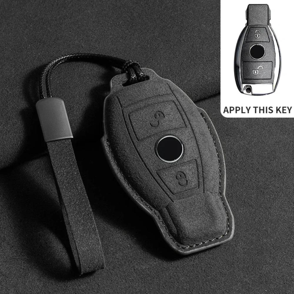 Suede Leather Car Key Case for Mercedes Benz E Class W213 W205 E200 E260 E300 E320 AMG CLA 2019 2020 Remote Fob Shell Case