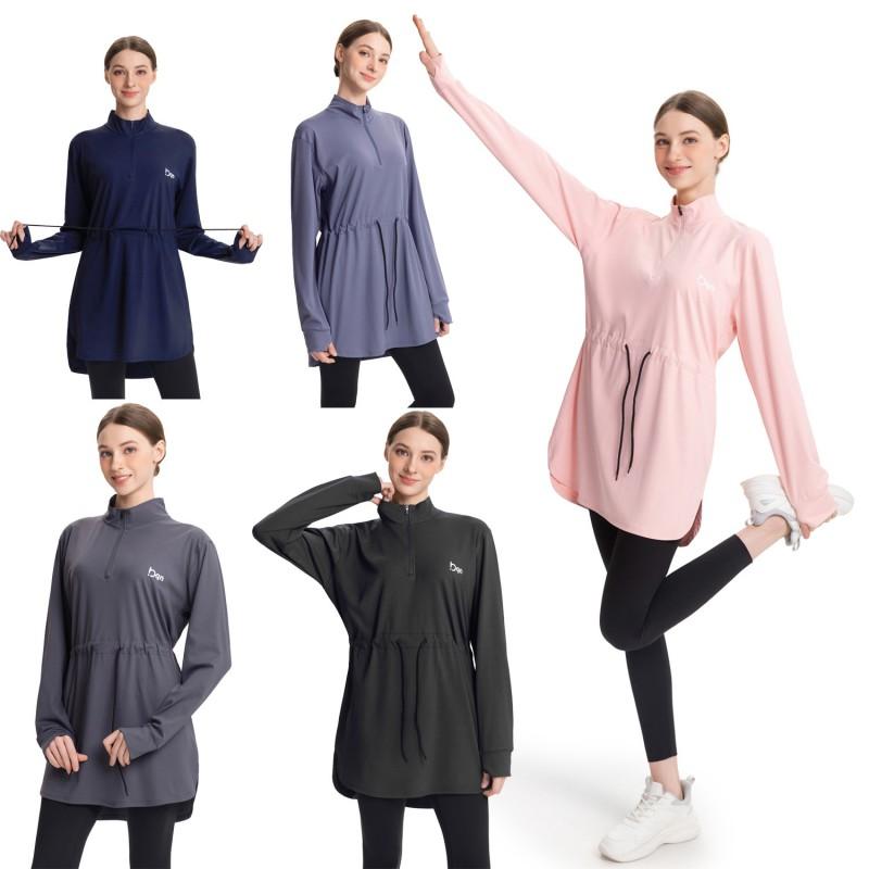 Womens Minimalist Solid Color Long Sleeve Hoodie Casual Sportswear Lightweight Top M-4XL