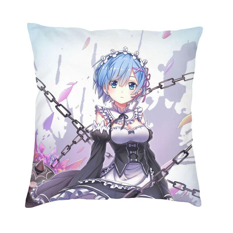 Аниме Анимация Роман Re Zero Наволочка 45x45см Декоративная Печать Подушка-бросок для Гостиной Двусторонняя