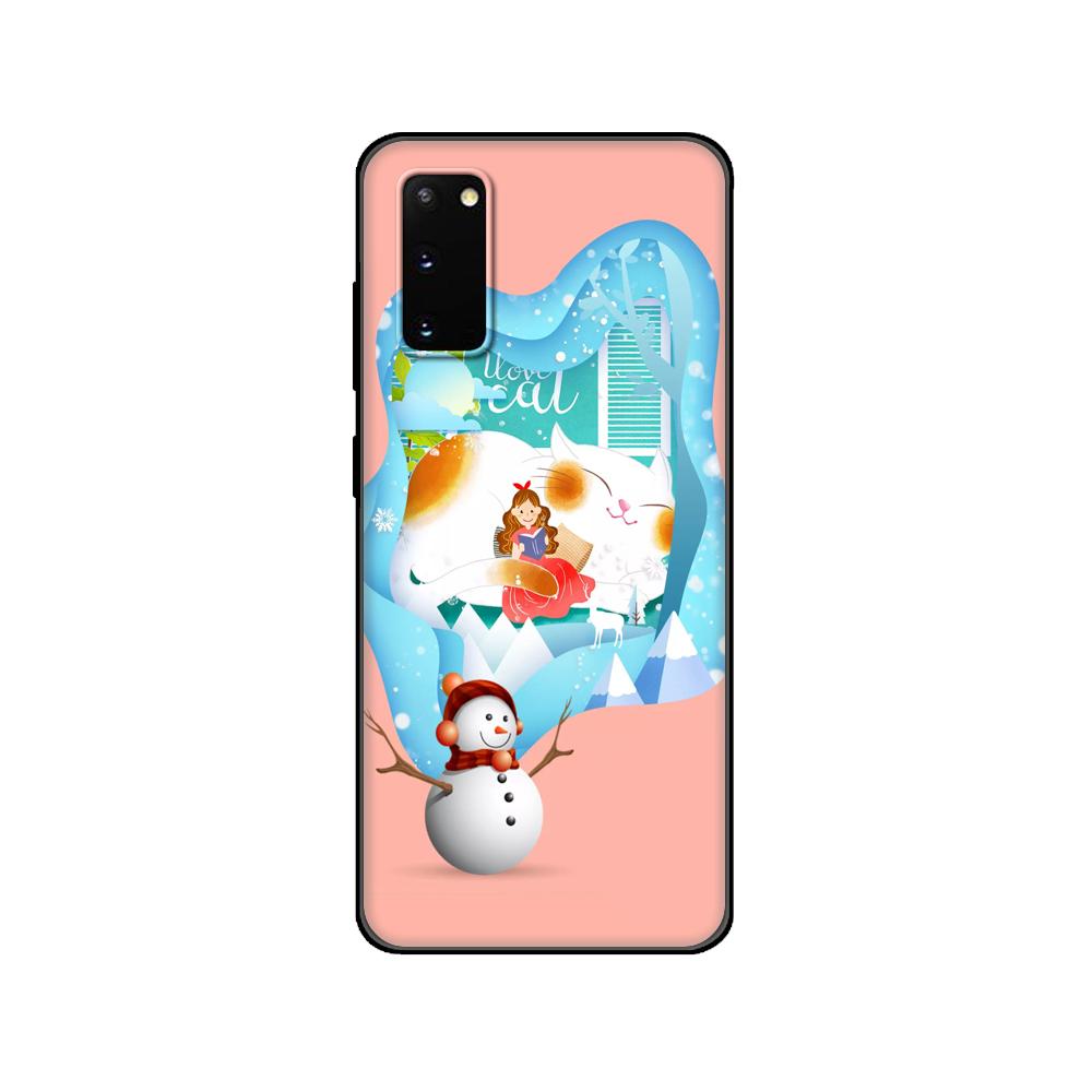 Черный ТПУ чехол для Samsung galaxy S20 /S20 PLUS/S20 ultra/S20+ /S20FE задняя крышка Милый Рождество