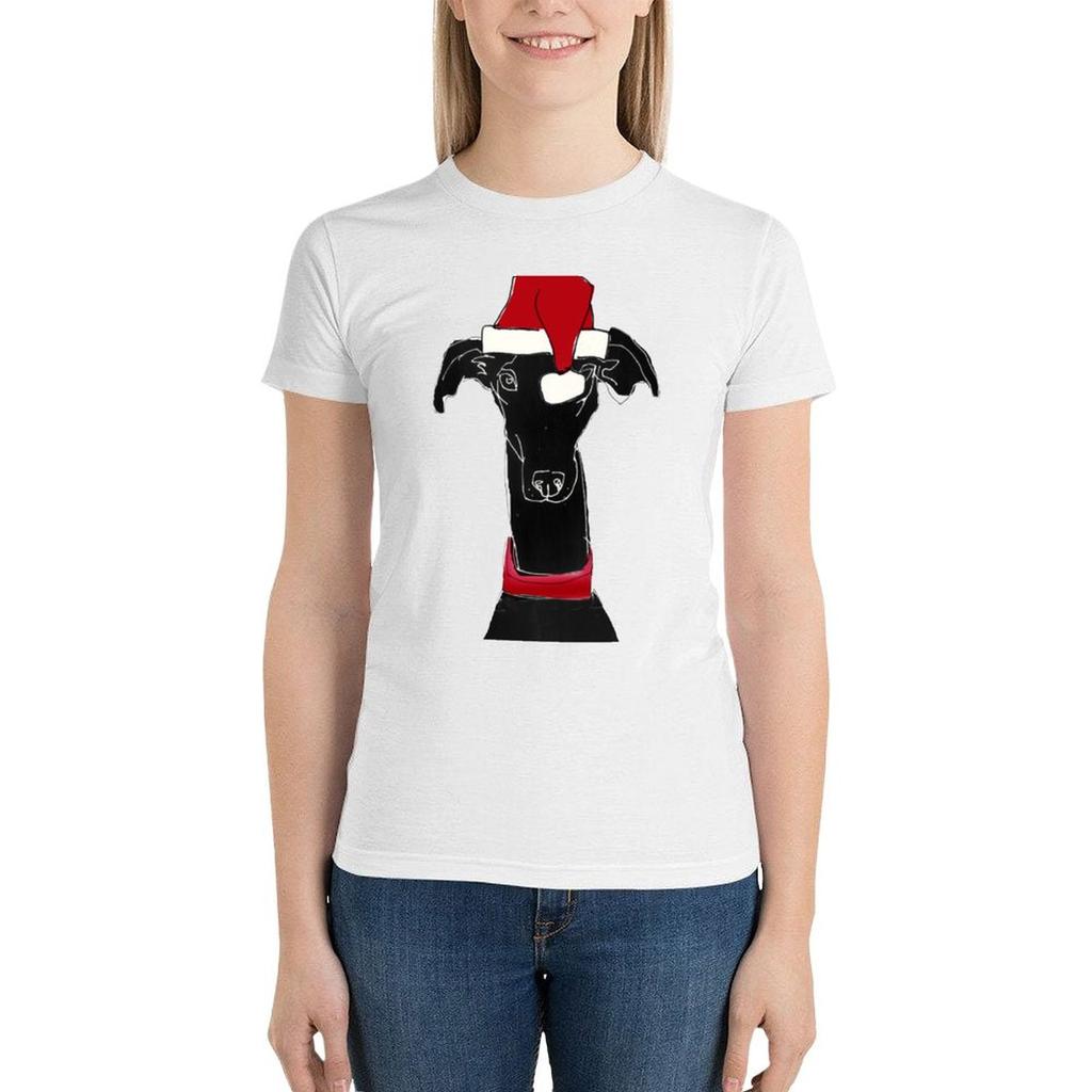 Greyhound Xmas Футболка Летняя одежда Рубашки Графические футболки Футболка с коротким рукавом Футболка Платье Женская