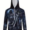 Mens Fashionable Skull Graphic Hoodie 3D Printed Breathable Wear Ideal Outdoor Adventures Sporty Hooded Shirt Men