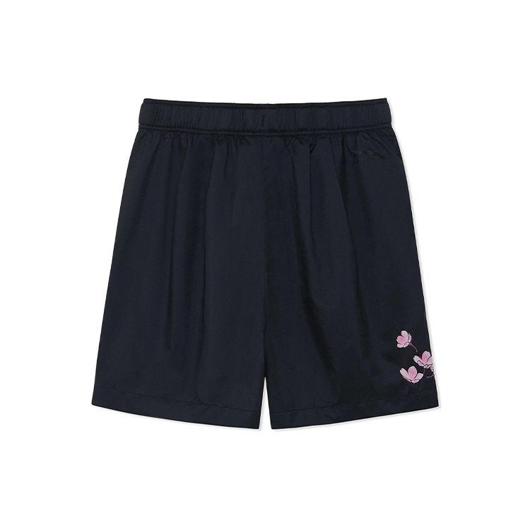 Li-Ning Sakura Series SS22 Свободные спортивные повседневные шорты с цветочным узором Женские плавки Черные AKSS942-2