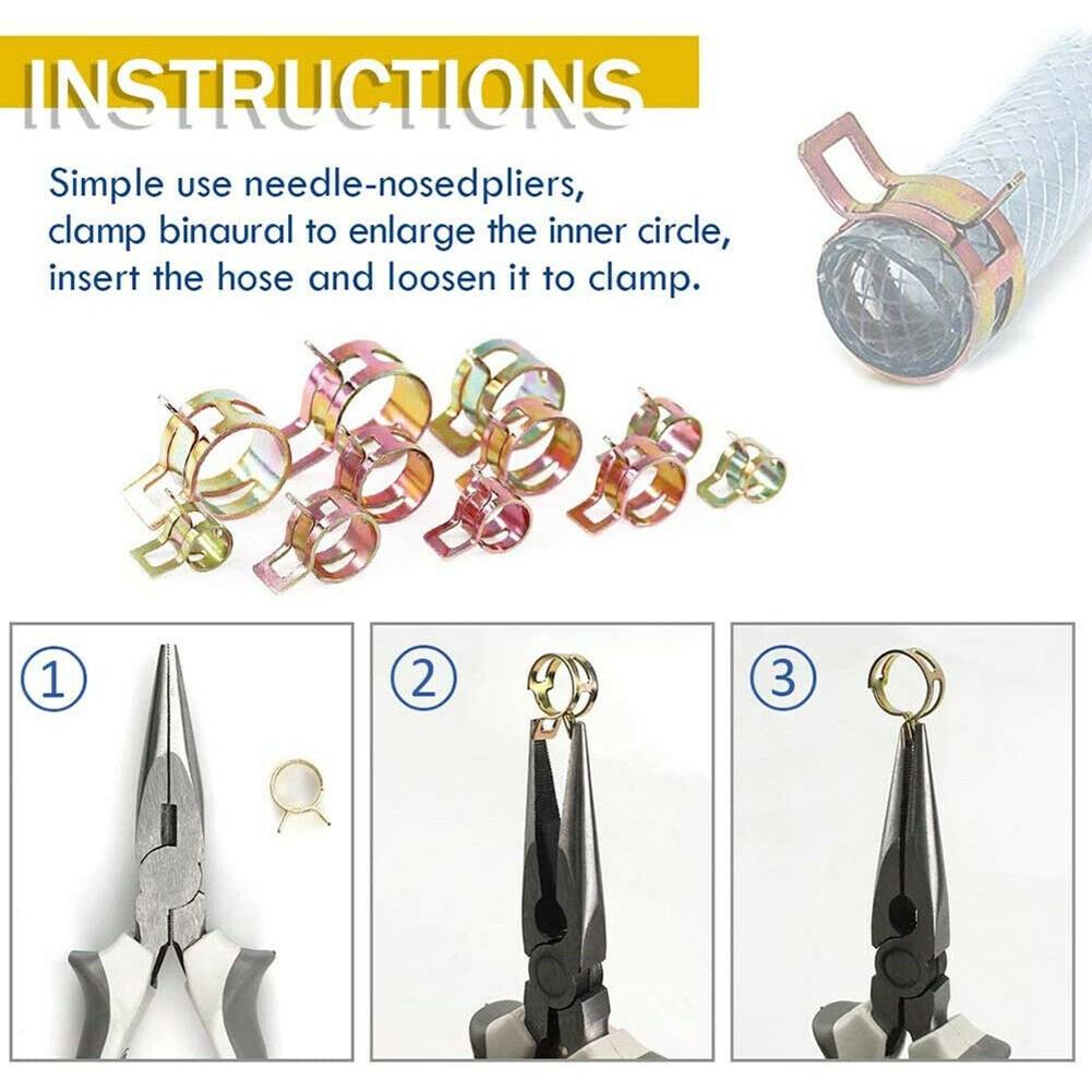 100 шт. Пружинные хомуты для шлангов / Зажимы Топливо Воздух Газ Водопроводные трубы Самозажимные