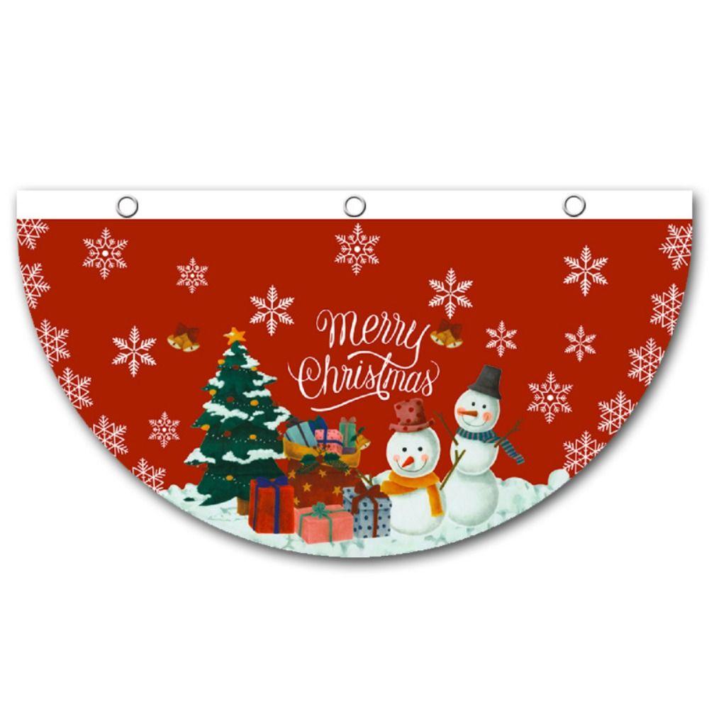 Snowman Christmas Bunting Fan Flag Polyester Christmas Railing Hanging Pendant  Christmas