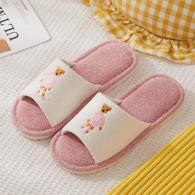 New Four Seasons Linen Slippers Children's Simple Cartoon Cute Boys and Girls Home Indoor Non-slip Sweat Absorption
