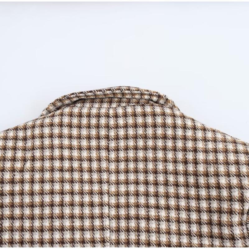 Модные клетчатые пальто женские свободные лацканы с пуговицами и длинным рукавом женское пальто элегантная осенне-зимняя модная женская верхняя одежда