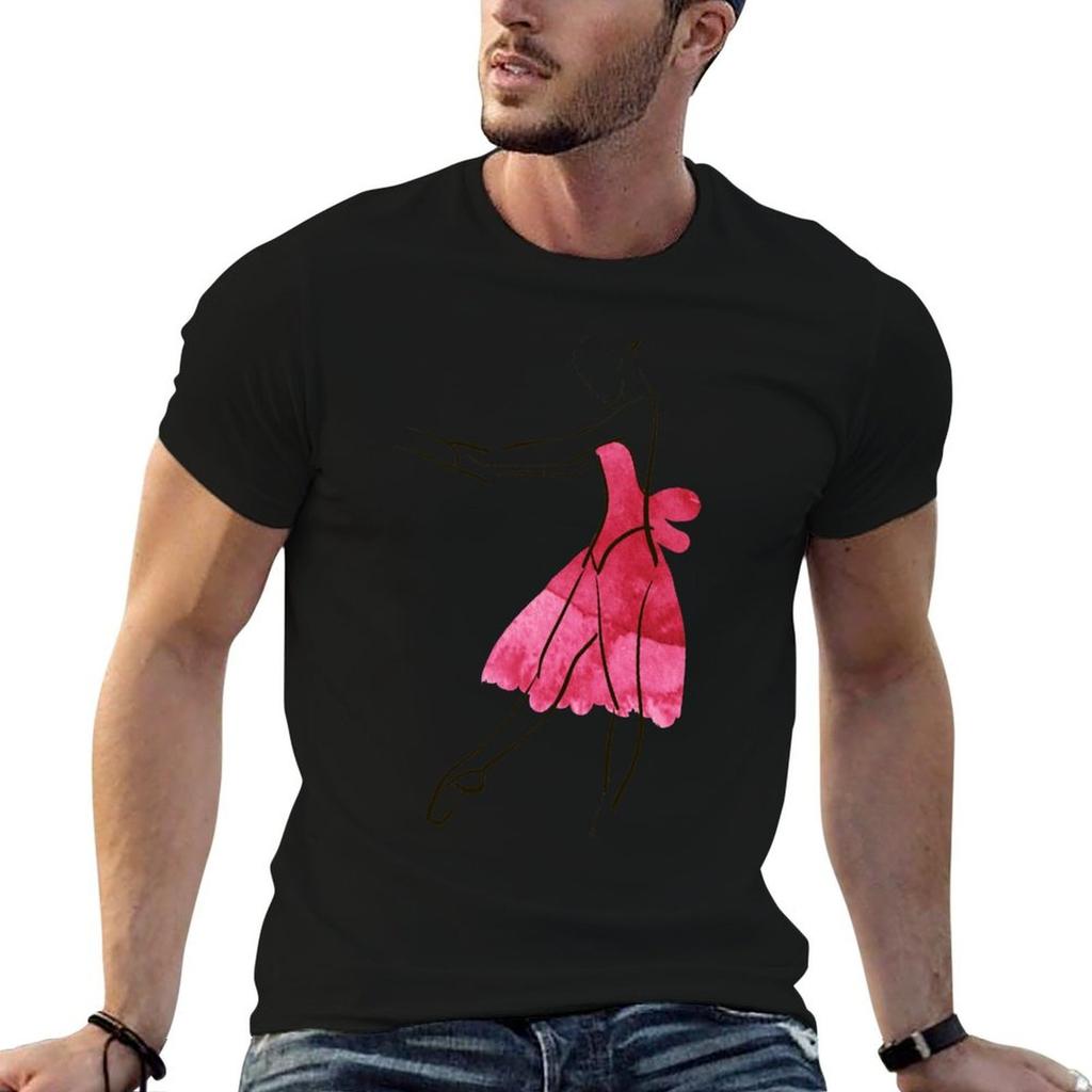Vector Hand Drawing Ballerina Figure Watercolor Illustration Tshirt Dry Fit Running Short Sleeve Top