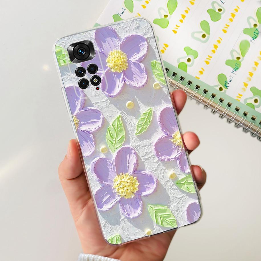 Для Xiaomi Redmi Note 11 Чехлы Redmi Note 11s Чехол Популярный Цветок Бабочка Мягкий Прозрачный Чехол Для Redmi Note11 Note11S 5G Fundas