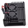 For Raspberry Pi 4B Black Aluminum Alloy Protective Box Enclosure Case (with Dual Fan)
