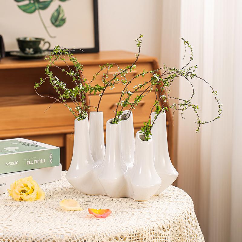 Креативная керамическая абстрактная ваза ручной работы Коралловый риф Многоротовая композиция из цветов Ваза для цветов Аксессуары для украшения дома