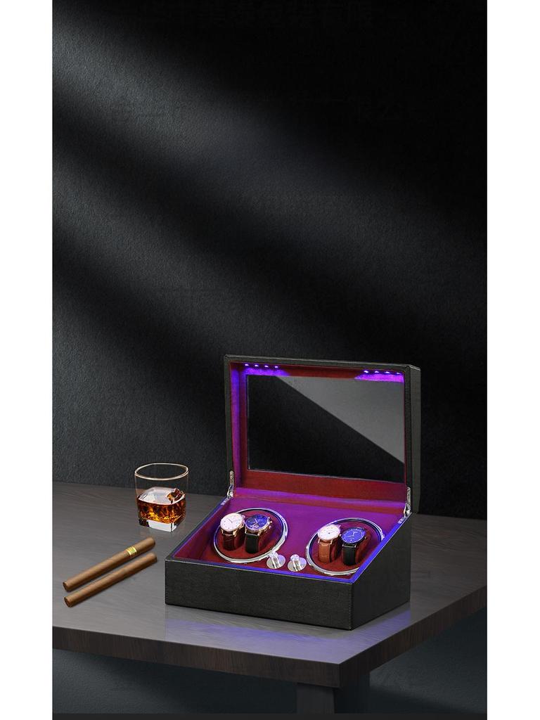 Электрическая шкатулка для подзавода часов со светодиодной подсветкой - коробка для хранения 4+6 часов