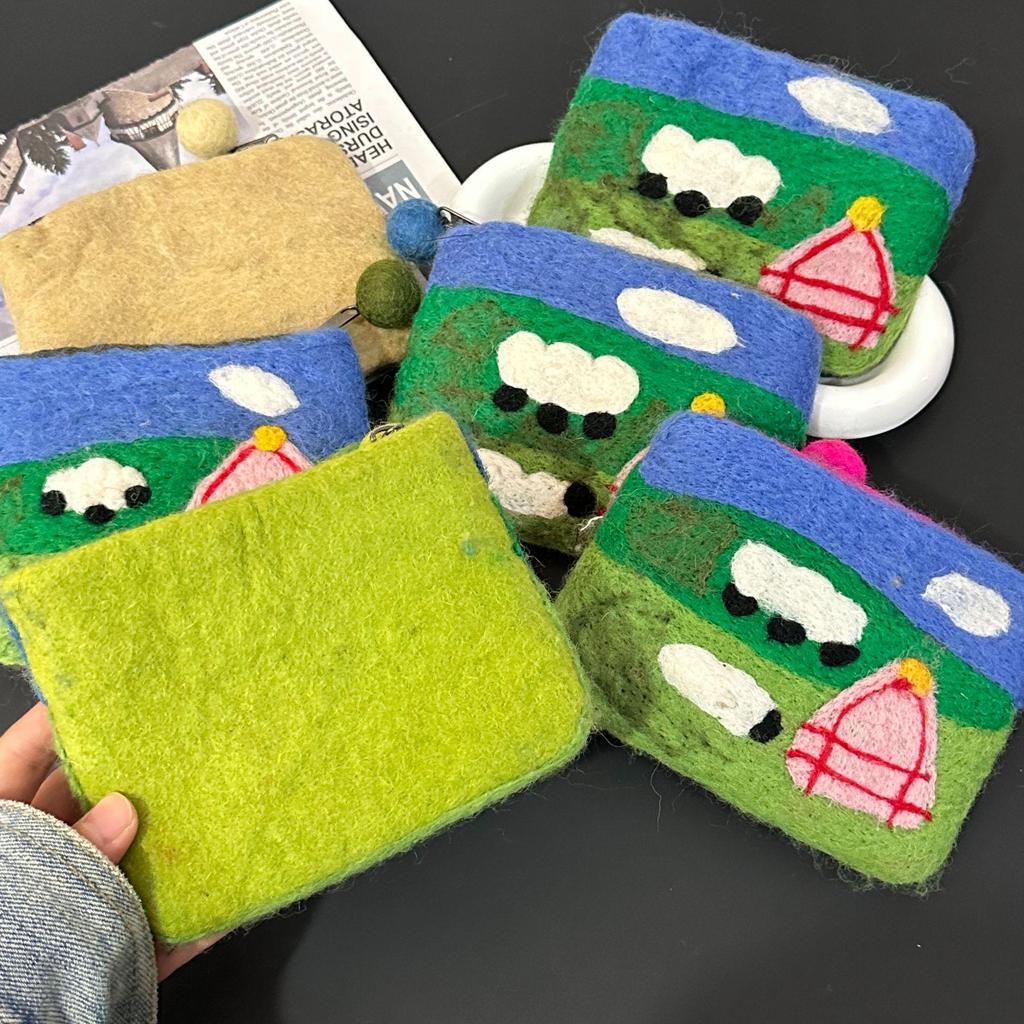 Handmade Wool Felt Earphone & Sanitary Napkin Pouch