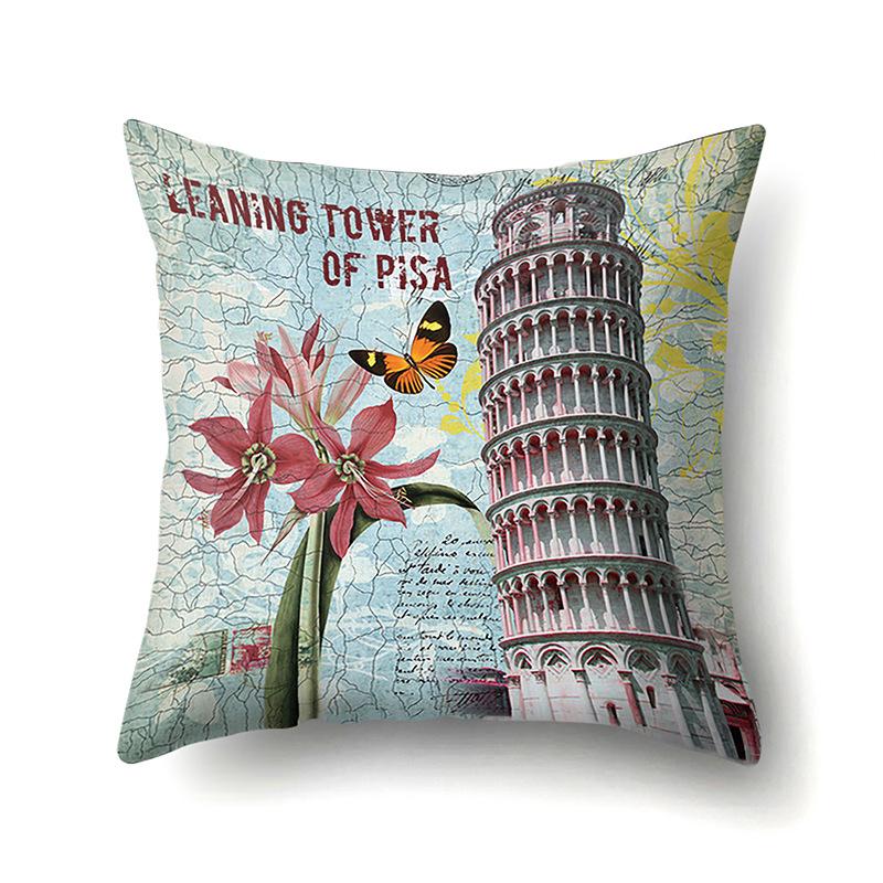 Полиэстеровая наволочка Автомобильная декорация Наволочка с ретро-принтом Чехол для поясничной подушки Чехол для подушки-башни Прикроватный чехол для подушки