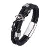 New Braided Wrap Genuine Leather Bracelets For Men Women Punk Charm Double-Layer Leather Spades Skull Bracelet Wristbands