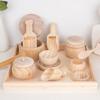 Деревянный игровой домик послеобеденный чай основной цвет чайное искусство кухонный набор имитация чайника чашка шахматная кухня игрушки