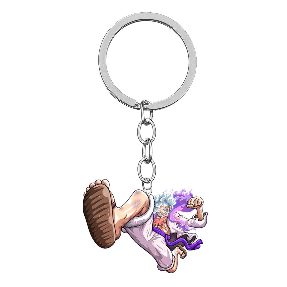 Anime One Piece Metal Keychain Accessories Cartoon Luffy Nika Zoro Action Figures Wanted Keyring for Car Keys Chain Toys Gifts