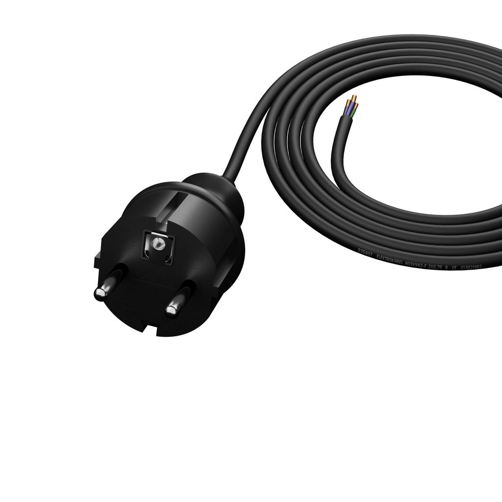 Kabel Zasilający Przewód Z Wtyczką Prostą 2M 3X1Mm2 16A Gumowy Ip44
