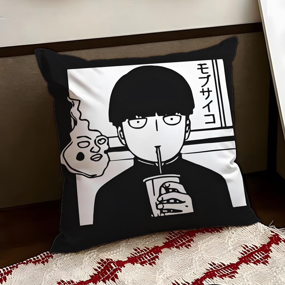 Anime MMob PPsycho 100 Cushion Cover Reversible Soft Durable Pillow Cover Home Car MultiScene Use for Daily Comfort