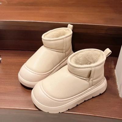 Модные зимние новые толстые сноубутсы женские модные с круглым носком с рукавом противоскользящие износостойкие короткие ботинки