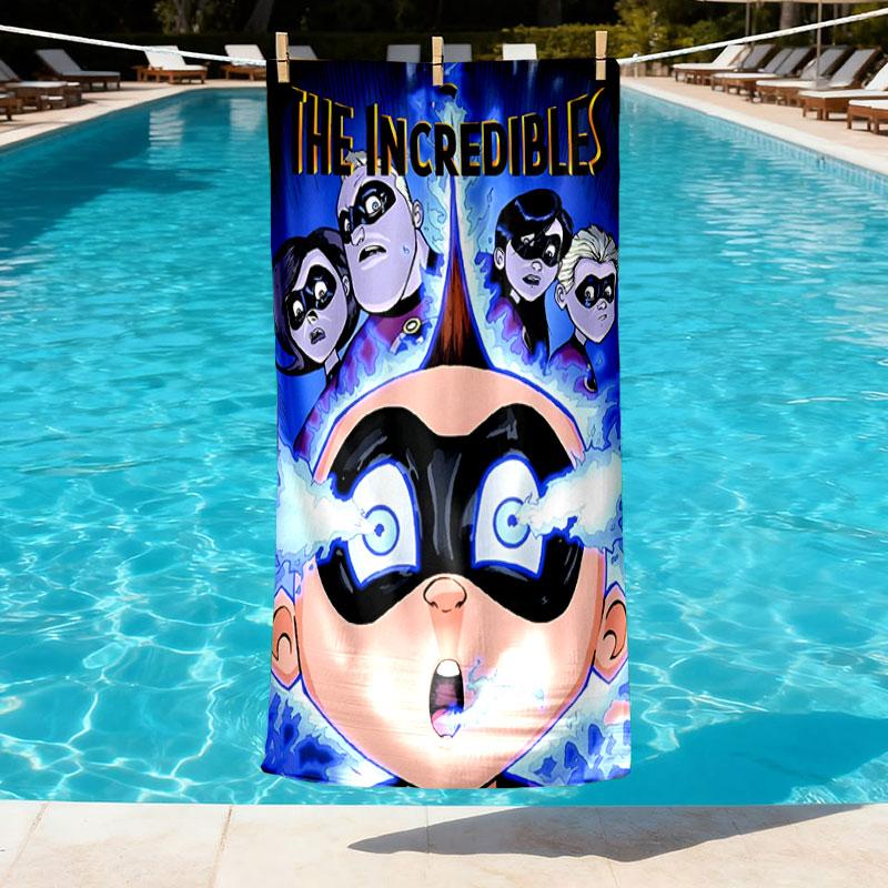 Incredibles Print Beach Towel Design, Soft, Lightweight. for Home Bathroom, Spa, Pool, Yoga, Surfing, Camping, Gift for Family, Friend