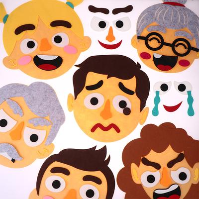 Монтессори Игра на выражение лица Сделай сам Наклейки из фетра с выражениями Эмоциональная игрушка для изменений Малыши Развивающие игрушки Учебные материалы