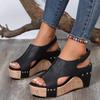 Fashion Retro Gladiator Rome Sandals for Womens Peep Toe Platform Hook & Loop Wedges Non-slip Shoes Summer Sandalias
