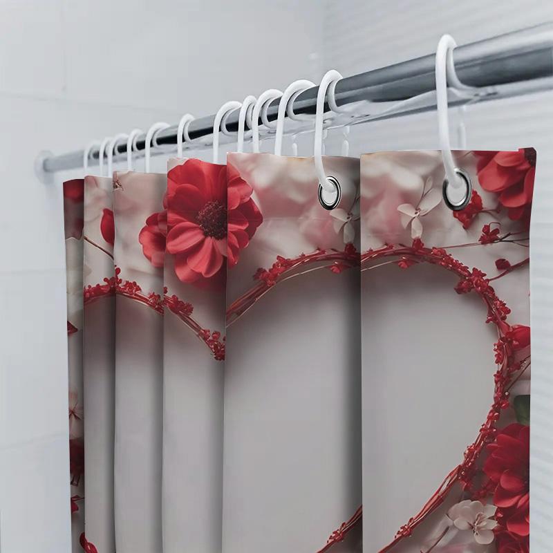 3D Цветочная шторка для душа в форме сердца | Романтический и элегантный декор для ванной