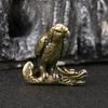 Retro Brass Parrot Catching Dragon Ornament Desktop Study Four Treasures Pen Holder Shelf Home Decoration Crafts Bird Figurines