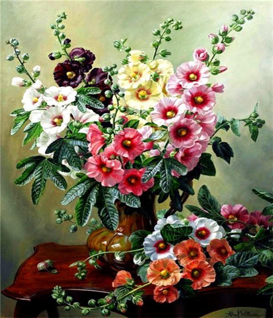 RUOPOTY DIY Frame Oil Painting By Numbers Daisy Flower Acrylic Home Decor On Canvas Wall Art Picture Rose For Living Room