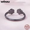 WOSTU 925 Sterling Silver Black Cat Claw Open Rings Size 6-9 Cute Pet Finger Ring for Women Party Original Fine Jewelry