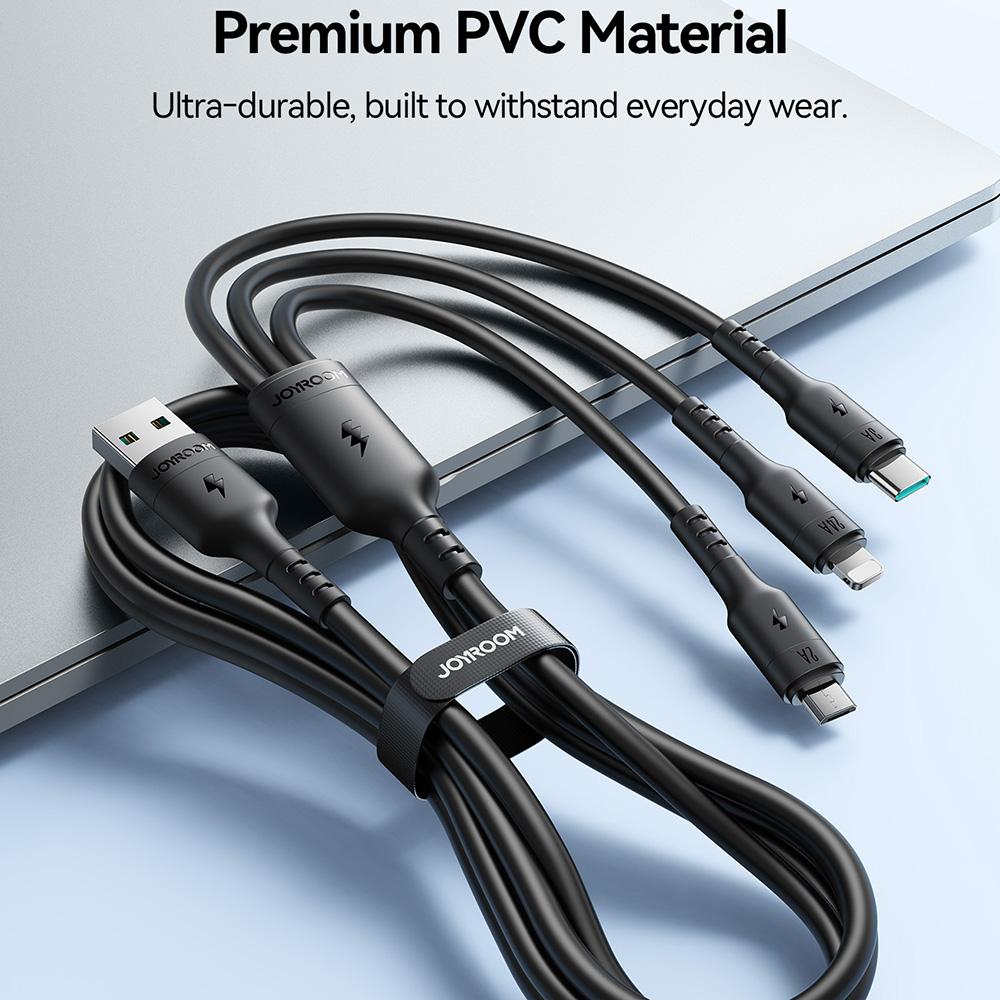 JOYROOM S-A61 3 in 1 Charging Cable USB-A to Type-C/iP/Micro USB 3.5A 1.2m Fast Charging Cord