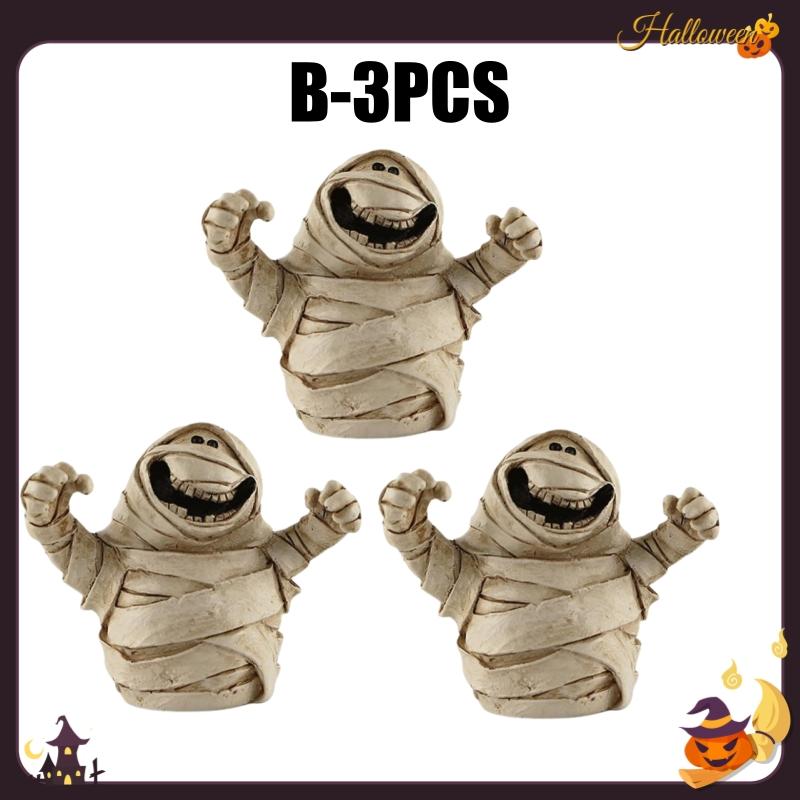 Cartoon Pumpkin Ghost Resin Craft Miniature Sculpture Cute Spooky Scene Decor Tabletop Ornament Home Party Halloween