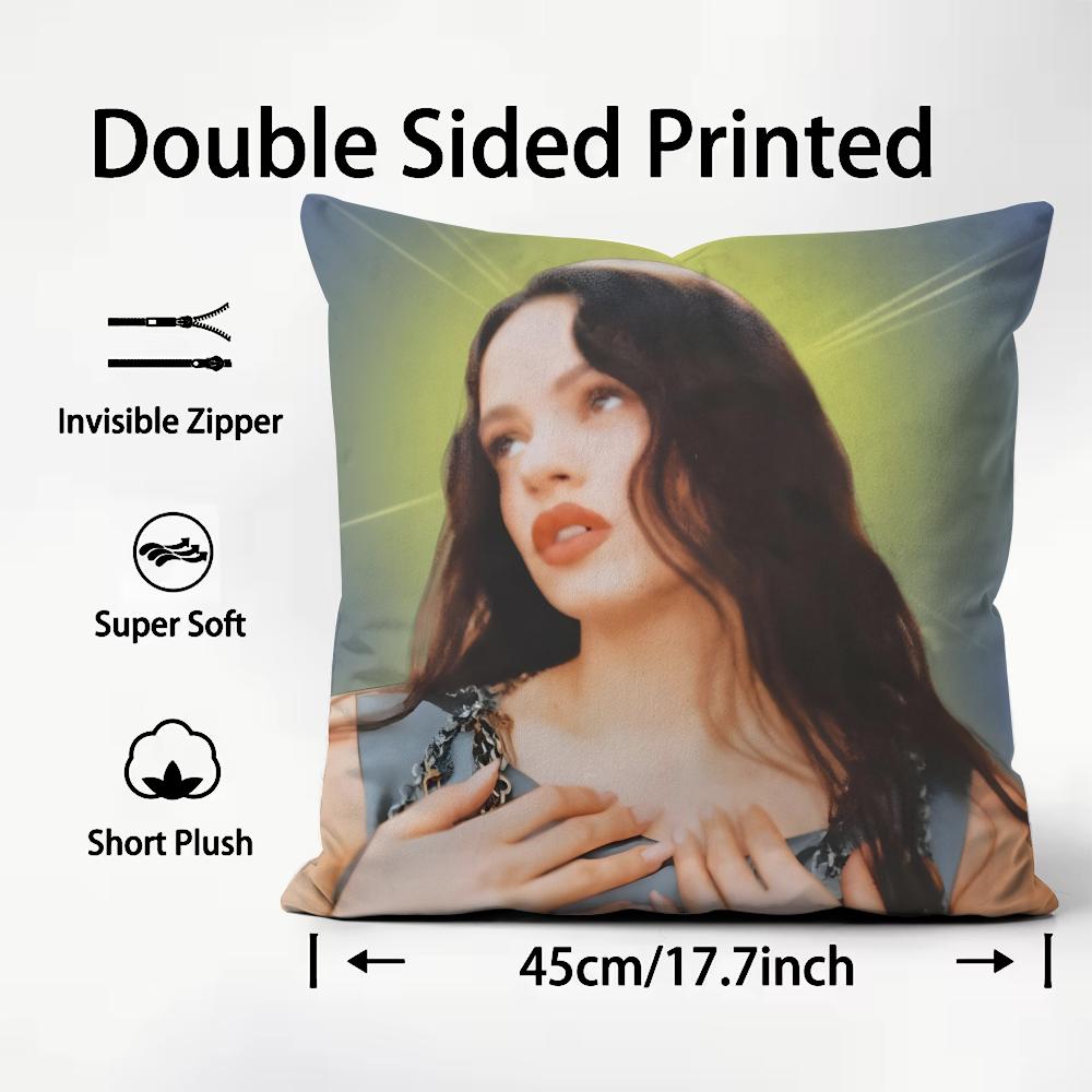RRosalia Singer Cushion Cover Plush Fabric Soft DoubleSided Printed Sofa Warm Winter Home Child Gift Pillow Case
