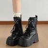 Панк Стиль Женские Модные Короткие Ботинки Модные Ботильоны на Платформе с Увеличением Высоты Осенне-Зимняя Обувь Zapatos De Mujer
