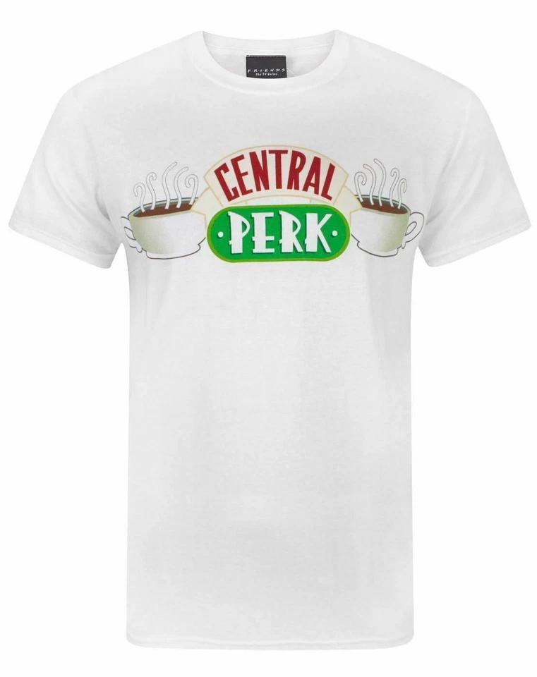 Friends White Central Perk Logo Short Sleeved T-Shirt Mens