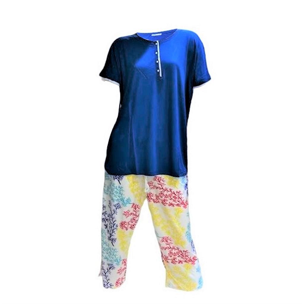 Женский капри из вискозы Bludream Battal размера плюс с коротким рукавом