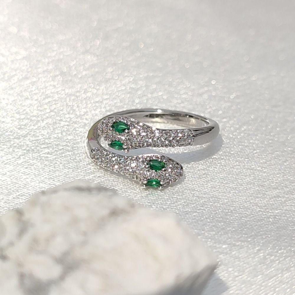 Медные винтажные кольца в форме змеи, кольцо в форме змеи с цирконом 2024 года, кольца с цирконом для женщин