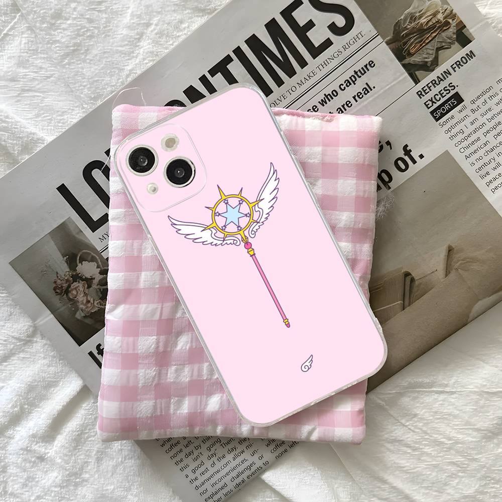 Мультяшный чехол для телефона Cardcaptor Sakura Магическая палочка Луна Для IPhone 16 15 14 13 12 Mini 11 Pro XS Max X XR SE 6 7 8 Plus Мягкий