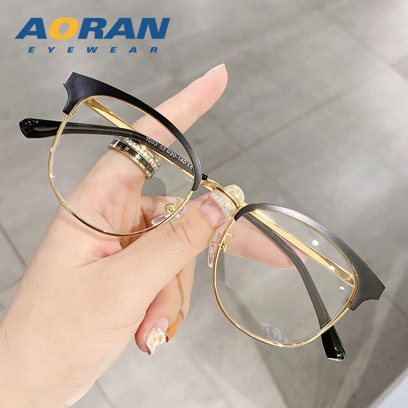 Мужские полуободковые очки для близорукости с защитой от синего света, с металлической оправой, для студентов