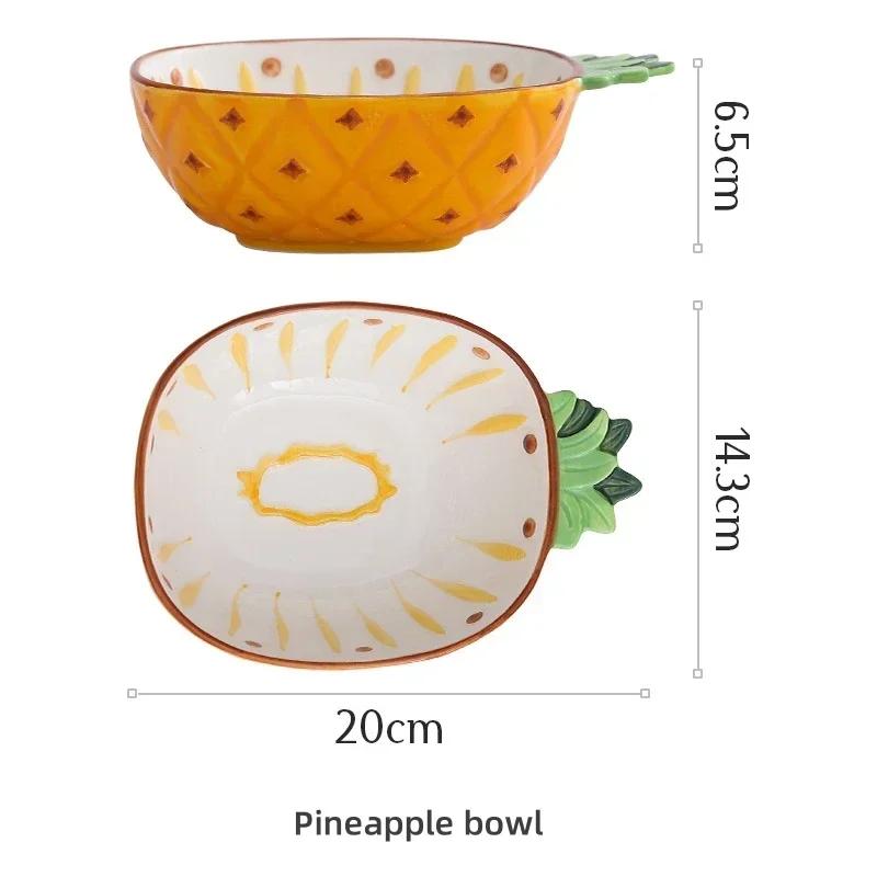 Fruit Shape Hand-painted Ceramic Tableware Pineapple Strawberry Lemon Shape Rice Bowl Fruit Salad Plate Dessert Cake Dish