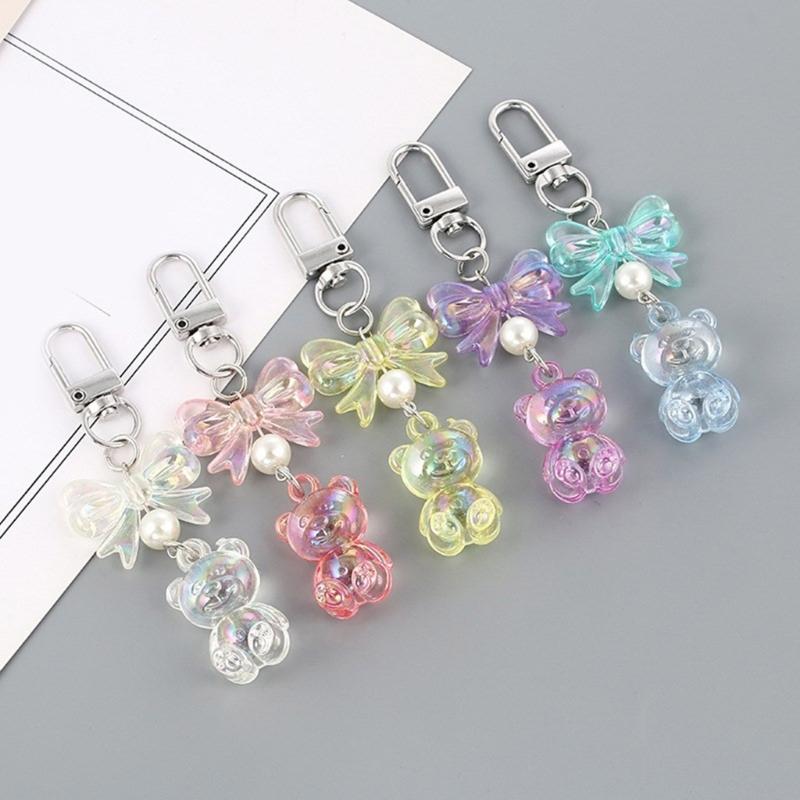 Очаровательный брелок-подвеска в виде медвежонка, стильные брелоки с бантиком, многофункциональная подвеска для сумки, держатель для ключей, подходит для пар