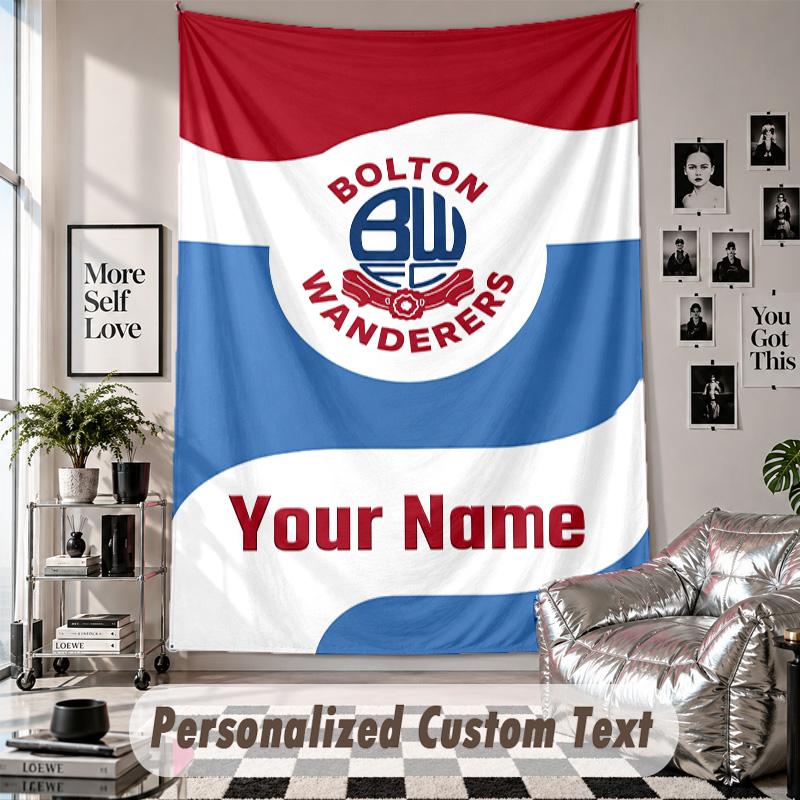 Wall Hanging Tapestry With Custom Name & Text, Bolton Wanderers FC Decorative Tapestry For Bedroom