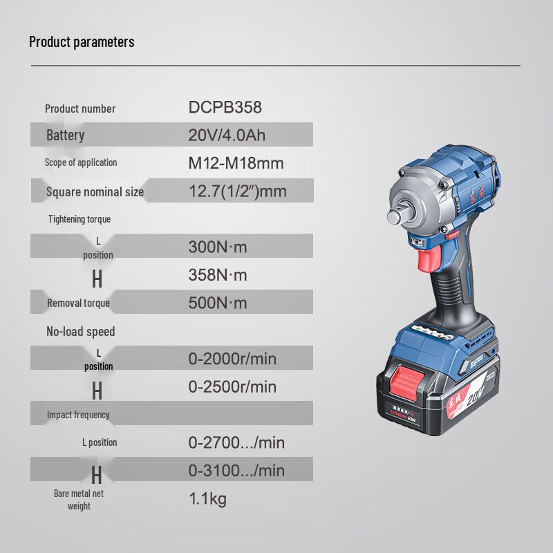 Беспроводной бесщеточный ударный гайковерт Dongcheng 20V, штепсель CN (адаптер в комплекте)