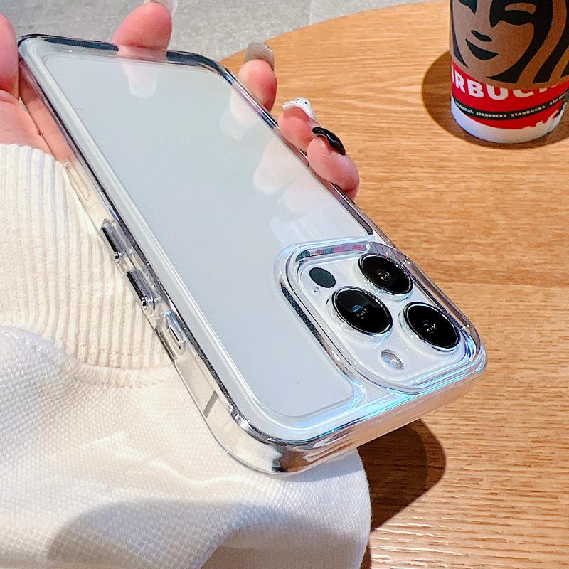 Подходит для Apple 15 Promax Высокопрозрачный Космический Чехол 11 Гальванизированных Кнопок iPhone 16 Акриловый 12 Жесткий Чехол